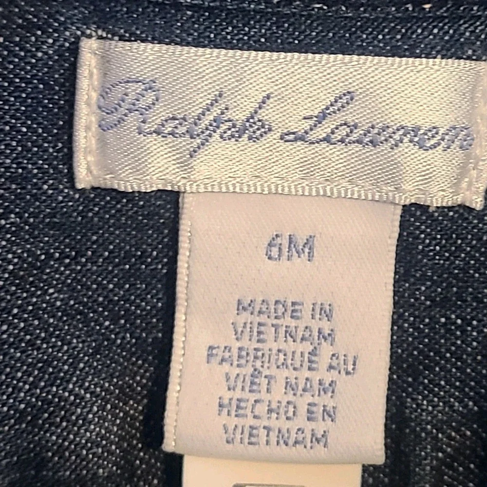 Ralph Lauren Denim Shirtdress Baby Girl Infant Long Sleeve Button Front Sz 6 Mon